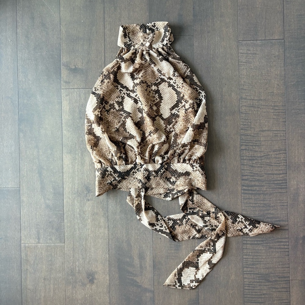 Revamped Snakeskin Print Halter Top